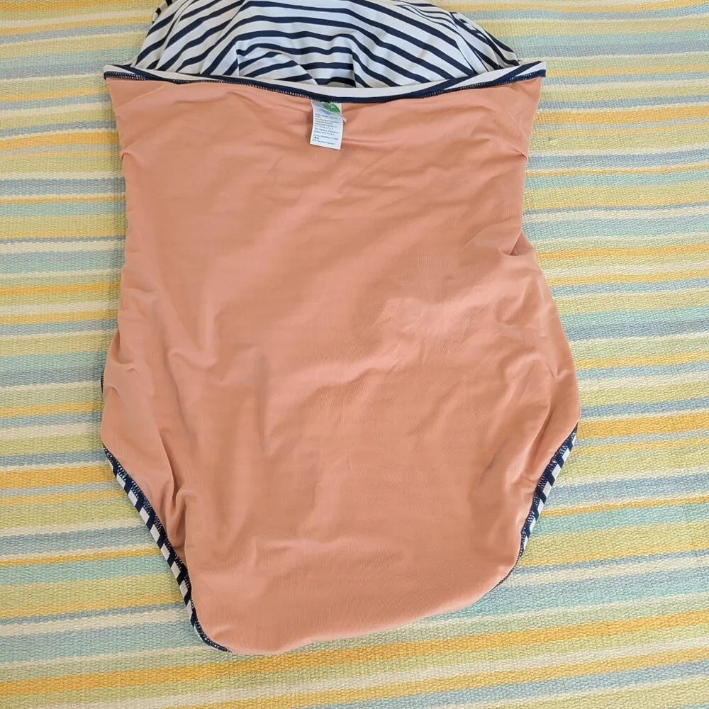 ⭐ J. Crew Bandeau One-piece striped swimsuit size 20
